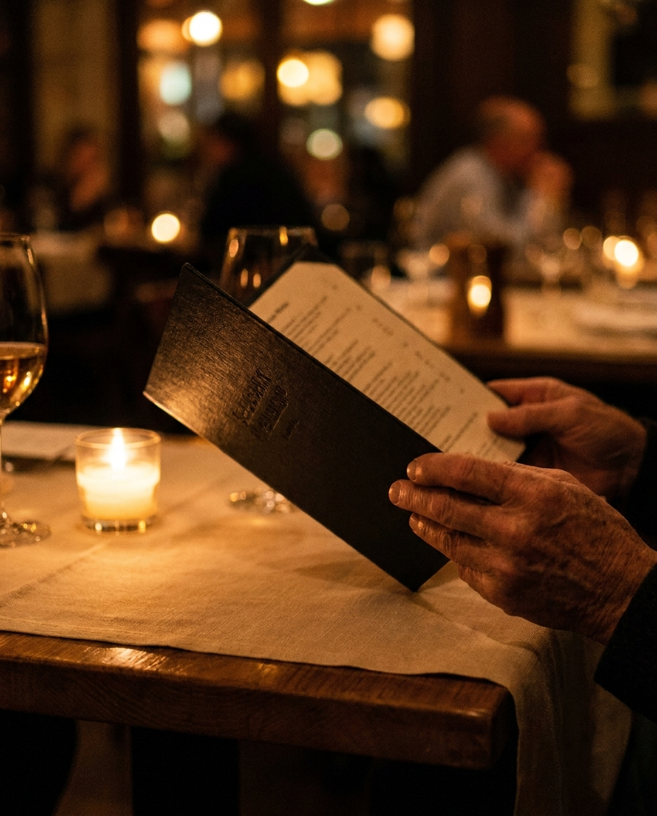 Illustration: menu by candlelight