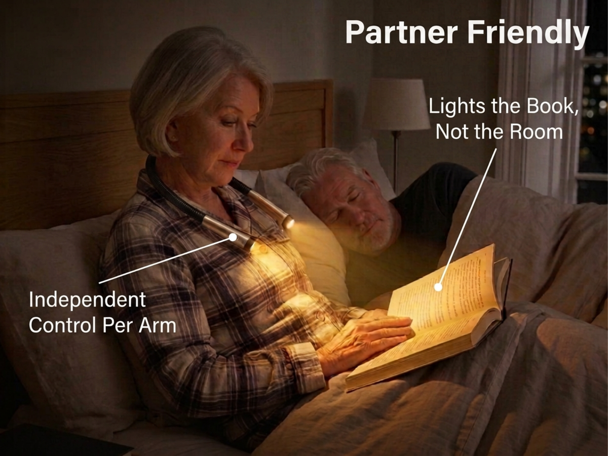 Warm yellow tone demonstrated in a dark room, light pooled on an open book